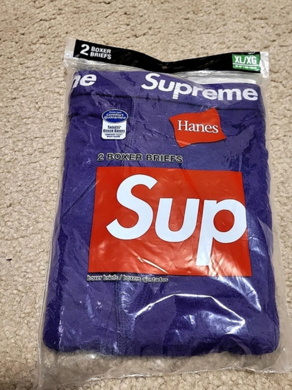 Hanes Supreme Boxer Briefs Purple XL 2-Pack NWT